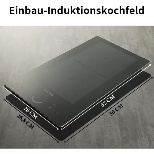 Weceleh 2 égős beépíthető indukciós főzőlap, érintésvezérlés, gyerekzár, 28cm, 3500W