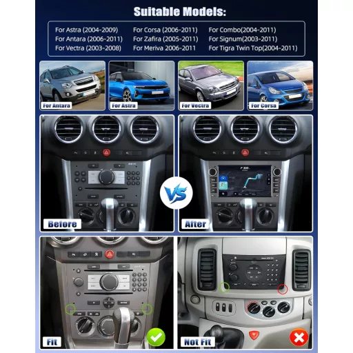 CAMECHO Android 13 Autórádió Opel Corsa/Astra/Zafira/Meriva CarPlay GPS WiFi