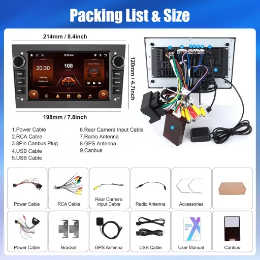 CAMECHO Android 13 Autórádió Opel Corsa/Astra/Zafira/Meriva CarPlay GPS WiFi