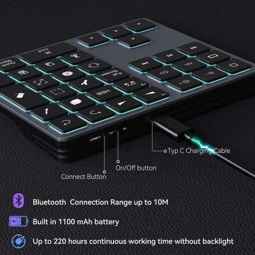 Doohoeek Bluetooth Billentyűzet iPad-hez Procreate Rajzoláshoz Szürke