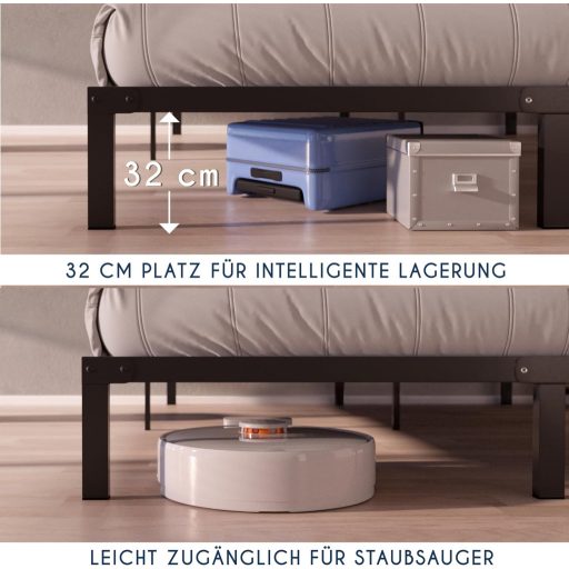 BootyBay fém ágykeret 140x200 cm, 35 cm magas, tárolóhellyel, könnyen szerelhető