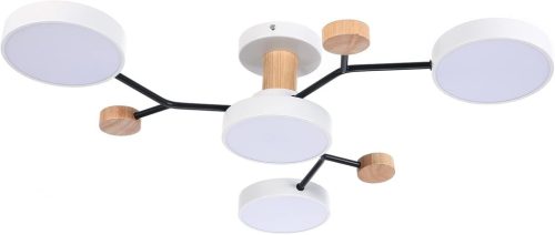 Lumină de Tavan cu 4 Capete LED Schindora, 36W Alb Neutru 4500K, 66cm, cu Decor din Lemn, Iluminat pentru Living, Bucătărie, Birou
