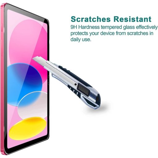 KUSINHOKA Folie de protecție ecran iPad 10th Generation (2022), 2 buc, 10.9 inch, Sticlă călită rezistentă la zgârieturi, Folie de protecție HD transparentă anti-amprentă
