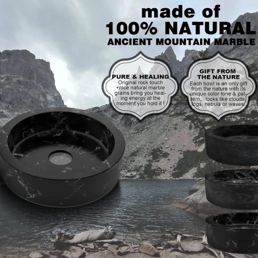 Suport pentru tămâie Damaflawa cu aspect de marmură, negru, suport mare pentru conuri și bețișoare de tămâie cu separator de cenușă