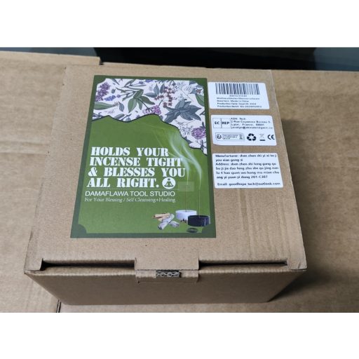 Suport pentru tămâie Damaflawa cu aspect de marmură, negru, suport mare pentru conuri și bețișoare de tămâie cu separator de cenușă