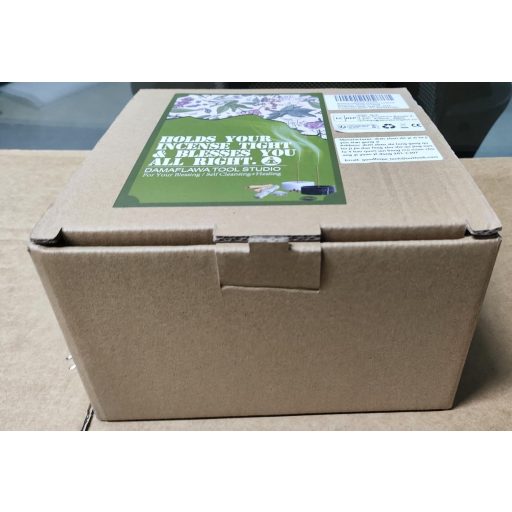 Suport pentru tămâie Damaflawa cu aspect de marmură, negru, suport mare pentru conuri și bețișoare de tămâie cu separator de cenușă