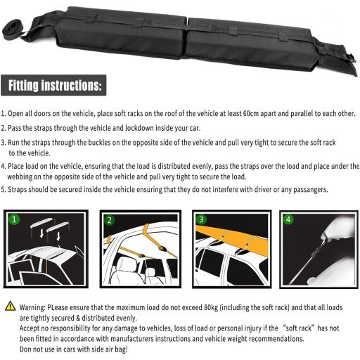 QWORK Univerzális Puha Tetőcsomagtartó Szett Kajak Szörf Kenu Sí Szállításhoz