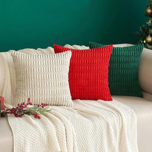 MIULEE Karácsonyi Kordbársony Párnahuzat 50x50 cm Sötétzöld 2 db Kanapéhoz
