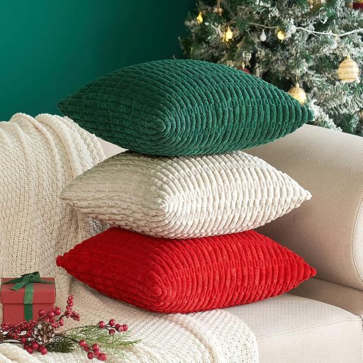 MIULEE Karácsonyi Kordbársony Párnahuzat 50x50 cm Sötétzöld 2 db Kanapéhoz