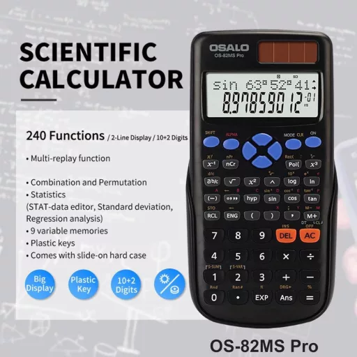 Calculator științific OSALO cu 240 de funcții, ecran cu două linii.