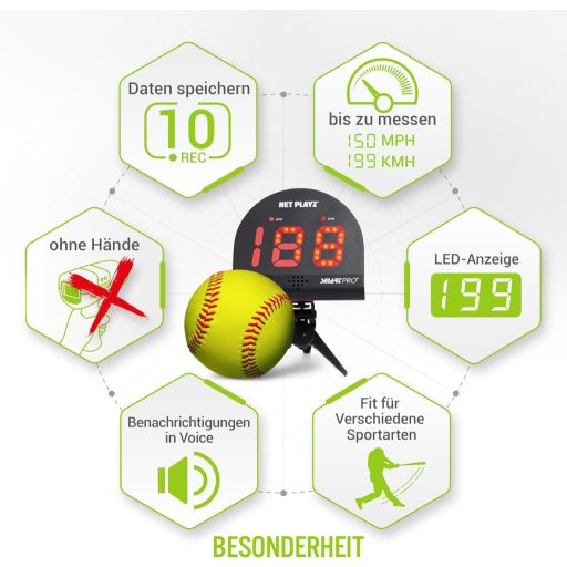 Tenisz Radar Szenzor Kéz Nélküli Sebességmérő Fekete