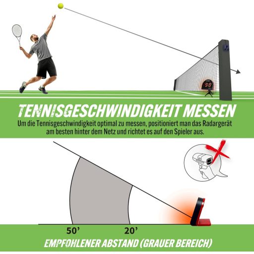 Tenisz Radar Szenzor Kéz Nélküli Sebességmérő Fekete