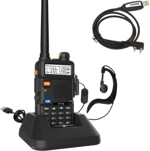 Pofung BF5RUV Kétsávos Walkie-Talkie VHF/UHF Amatőr Rádió USB Töltővel és Programozókábellel