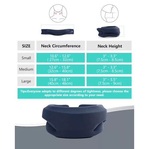 BLABOK Krčný Podporný Vankúš na Zmiernenie Bolesti - Mäkká Penová Krčná Ortéza na Spanie, Tmavomodrá, Veľkosť L, Ľahká Krčná Výstuha na Stabilizáciu Stavcov