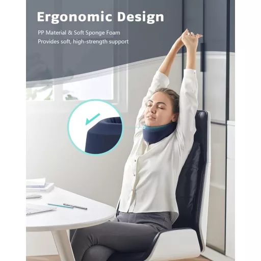 BLABOK Krčný Podporný Vankúš na Zmiernenie Bolesti - Mäkká Penová Krčná Ortéza na Spanie, Tmavomodrá, Veľkosť L, Ľahká Krčná Výstuha na Stabilizáciu Stavcov