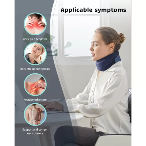 BLABOK Krčný Podporný Vankúš na Zmiernenie Bolesti - Mäkká Penová Krčná Ortéza na Spanie, Tmavomodrá, Veľkosť L, Ľahká Krčná Výstuha na Stabilizáciu Stavcov