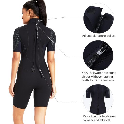 ZCCO 3mm Neoprén Wetsuit Hátzipper Férfi Női Szörfözés Úszás Kajak