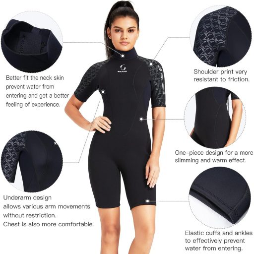ZCCO 3mm Neoprén Wetsuit Hátzipper Férfi Női Szörfözés Úszás Kajak