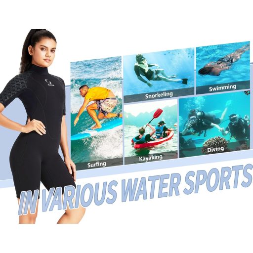 ZCCO 3mm Neoprén Wetsuit Hátzipper Férfi Női Szörfözés Úszás Kajak