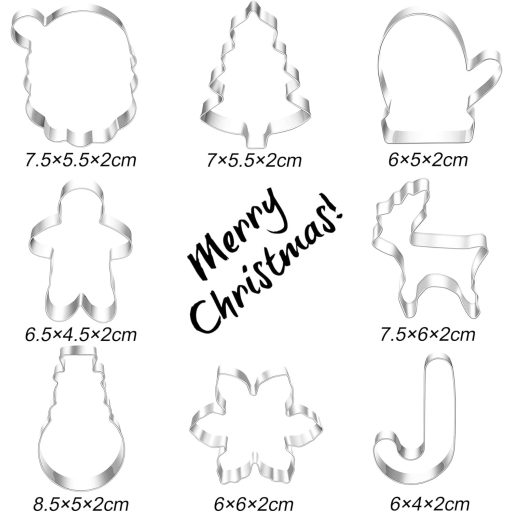 BELSVOR 8 darabos rozsdamentes karácsonyi keksz vágó szett
