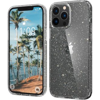   Andwing Priehľadný trblietavý obal na iPhone 12 Pro Max - Kryštálový TPU ochranný obal, nárazuvzdorný, odolný voči poškriabaniu, tenký obal na mobil 6.7"