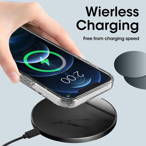 Andwing Priehľadný trblietavý obal na iPhone 12 Pro Max - Kryštálový TPU ochranný obal, nárazuvzdorný, odolný voči poškriabaniu, tenký obal na mobil 6.7"