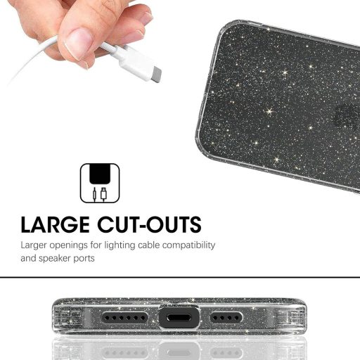 Andwing Priehľadný trblietavý obal na iPhone 12 Pro Max - Kryštálový TPU ochranný obal, nárazuvzdorný, odolný voči poškriabaniu, tenký obal na mobil 6.7"