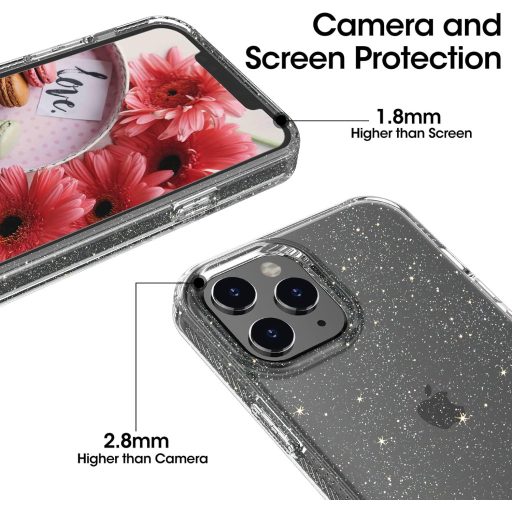 Andwing iPhone 12 Pro Max Átlátszó Csillogó Tok - Kristály TPU Védőtok Ütésálló Karcolásvédő Vékony Mobiltok 6.7"