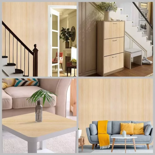 Autocolant decorativ de perete Arthome cu model de lemn de stejar rustic, 42x200 cm, pentru decorarea mobilierului