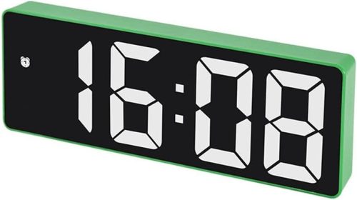 Iegefirm Ceas Digital cu LED - Ceas de birou pentru dormitor cu afișaj de temperatură, 3 moduri de alarmă, control volum, verde