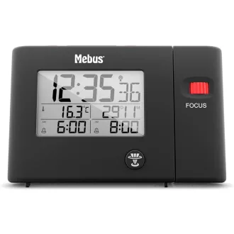   Ceas deșteptător digital radio-controlat MEBUS cu proiecție, termometru și alarmă dublă