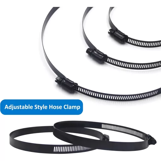 BESTYCHAO Set 2 coliere de fixare pentru țeavă, 8 inch, din oțel inoxidabil, cu melc, reglabile, negru