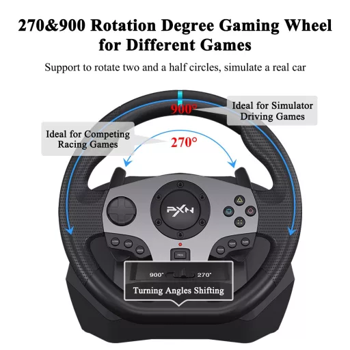 PXN V9 Gaming Lenkrad 270/900° Pedálokkal PS4 Xbox PC Switch