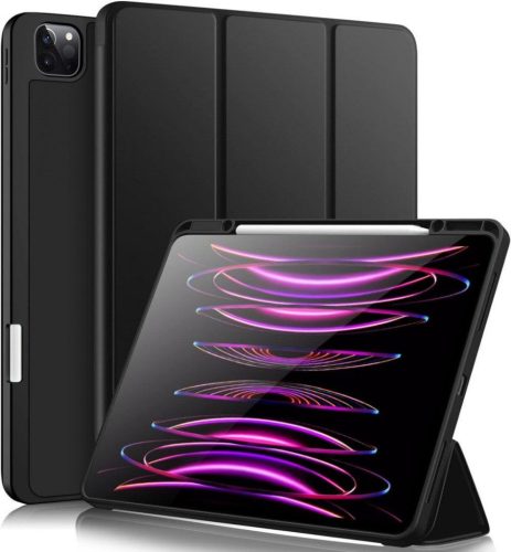 Husă de protecție Apple iPad Pro 12.9 cu suport pentru creion, spate TPU negru.