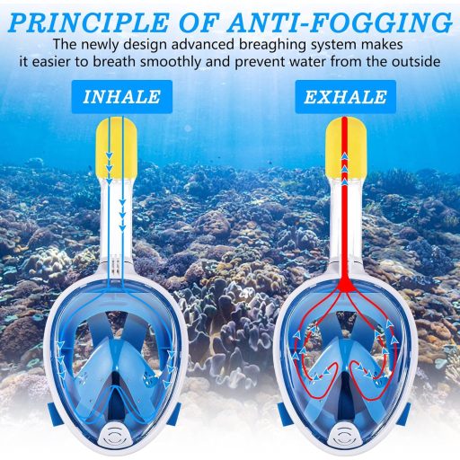 Ledeak 180° panoramska maska za ronjenje – maska za disanje za cijelo lice s nosačem za kameru, protiv zamagljivanja, veličina S/M, plava/crna/zelena, za odrasle