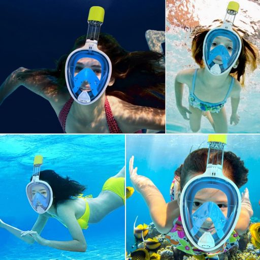 Ledeak 180° panoramska maska za ronjenje – maska za disanje za cijelo lice s nosačem za kameru, protiv zamagljivanja, veličina S/M, plava/crna/zelena, za odrasle