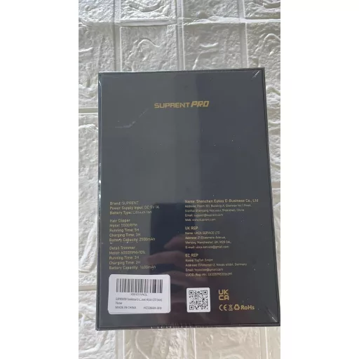 SUPRENT Trimmer Profesional Fără Fir pentru Bărbați cu Afișaj LED, Lamă T cu Zero Gap (Negru)