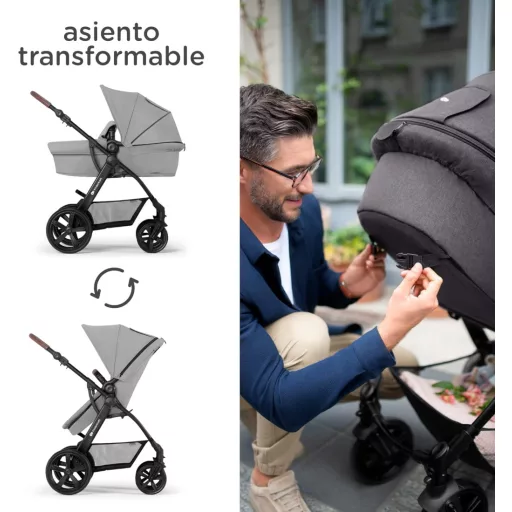 Kinderkraft MOOV CT 3u1 Dječja Kolica s Autosjedalicom, Sklopiva, do 26 kg, Ležeći Položaj