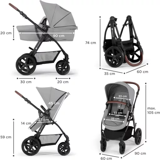 Kinderkraft MOOV CT 3u1 Dječja Kolica s Autosjedalicom, Sklopiva, do 26 kg, Ležeći Položaj