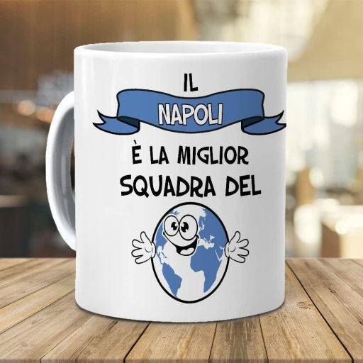 Keramický hrnček futbalového tímu Neapol, vhodný do mikrovlnnej rúry, 350 ml