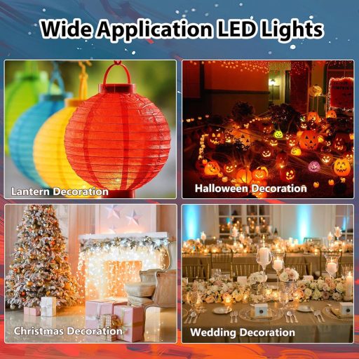 GLY075 LED Lampion Világítás 30db - Meleg Fehér Elemes Mini Lámpák Papírlámpásokhoz, Esküvőre, Partikra, Karácsonyi Dekorációhoz - Energiata