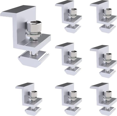 SHTALHST Set 8 console de fixare panouri solare - Suport reglabil din aluminiu în formă de Z pentru tablă cutată, cu șuruburi - Pentru acoperiș, rulotă, camping