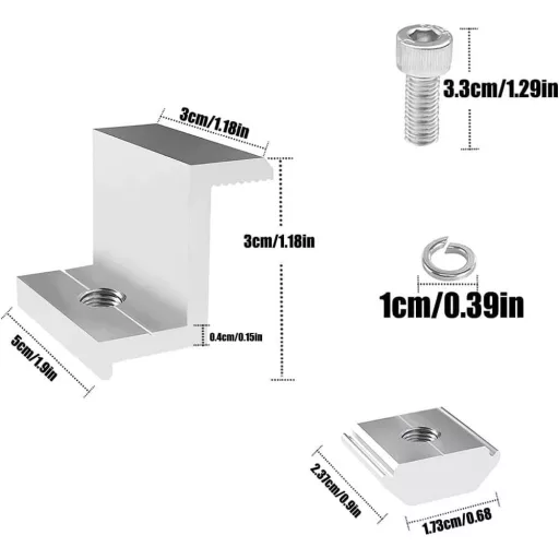 SHTALHST Nosači za solarne panele 8 kom - Podesivi Z-aluminijski set za pričvršćivanje za trapezni lim, s vijcima - Za krov, kamp kućicu, kampiranje