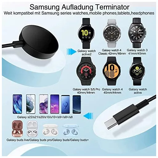 Cablu magnetic de încărcare 2 în 1 AST pentru ceasuri Samsung Galaxy Watch 6/5/4/3 și telefoane S22/21/20 - 1,2m adaptor USB-C