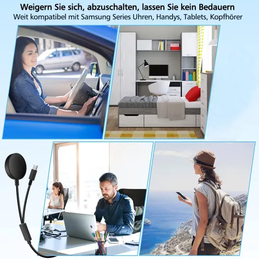 Cablu magnetic de încărcare 2 în 1 AST pentru ceasuri Samsung Galaxy Watch 6/5/4/3 și telefoane S22/21/20 - 1,2m adaptor USB-C