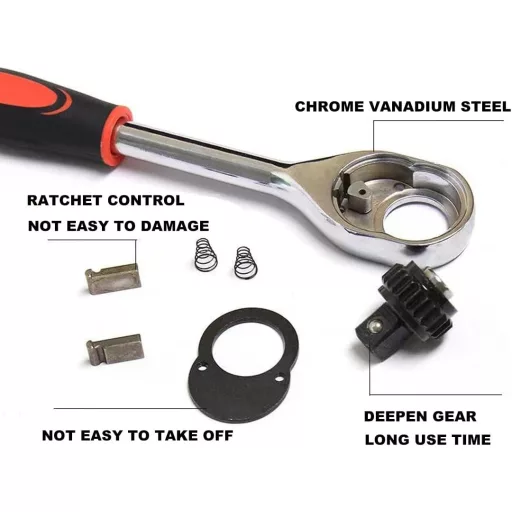 Set de chei tubulare cu clichet YEBOCIYO, 12 piese, 1/4 inch, set de scule CR-V