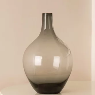   RyddeligHome XXL padlóváza pampashoz, 39 cm magas, kerek üvegváza szürke