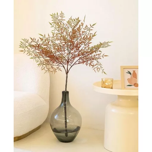 RyddeligHome XXL padlóváza pampashoz, 39 cm magas, kerek üvegváza szürke