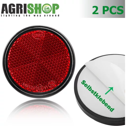 AGRISHOP 2x Catadioptru spate autoadeziv roșu pentru mașină și remorcă 60mm