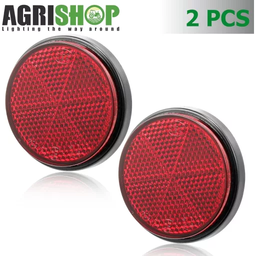 AGRISHOP 2x Catadioptru spate autoadeziv roșu pentru mașină și remorcă 60mm